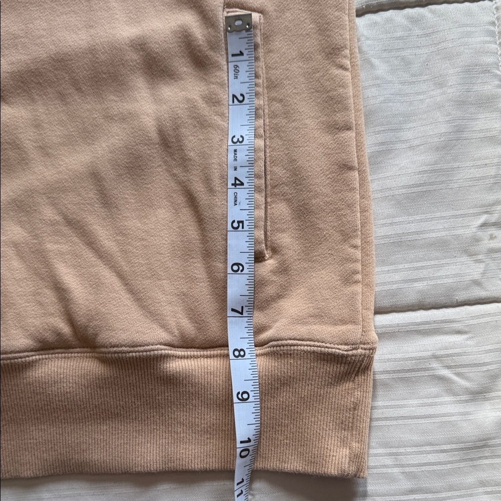 Goumi Women's Tan Crewneck Sweatshirt L 100%ORGANIC COTTON Kangaroo pocket - Picture 7 of 10